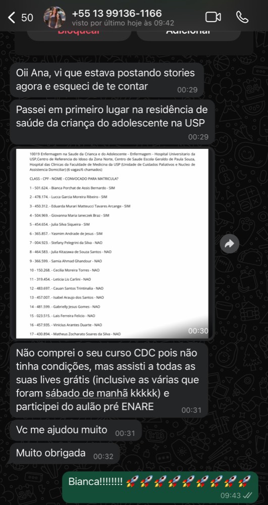 Depoimento de aluna do Cuidando da Carreira
