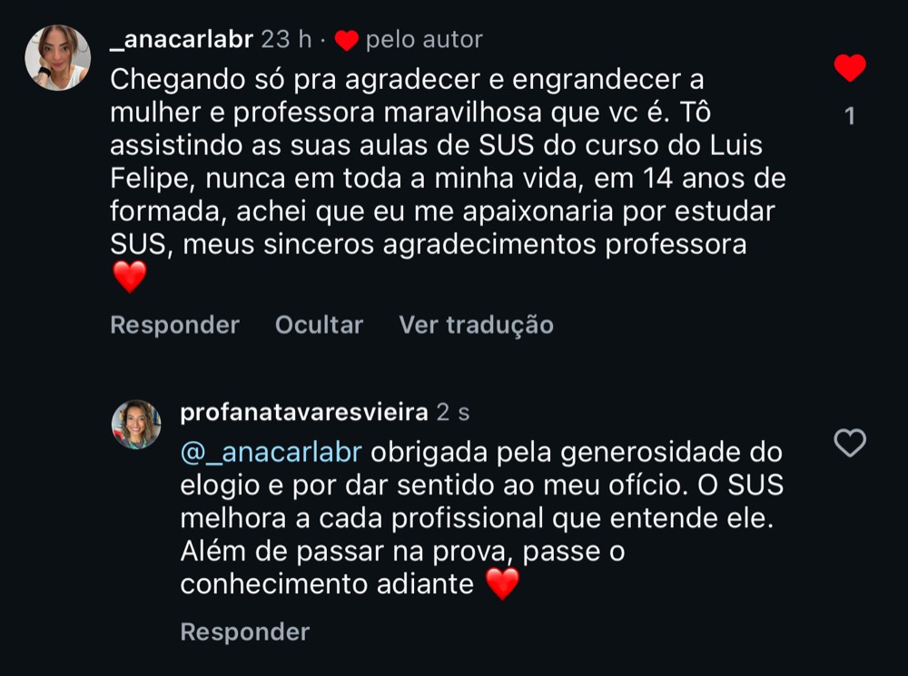 Depoimento de aluna do Cuidando da Carreira