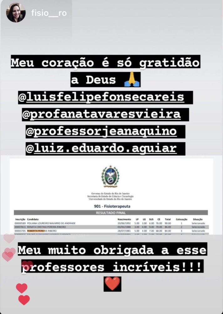 Depoimento de aluna do Cuidando da Carreira